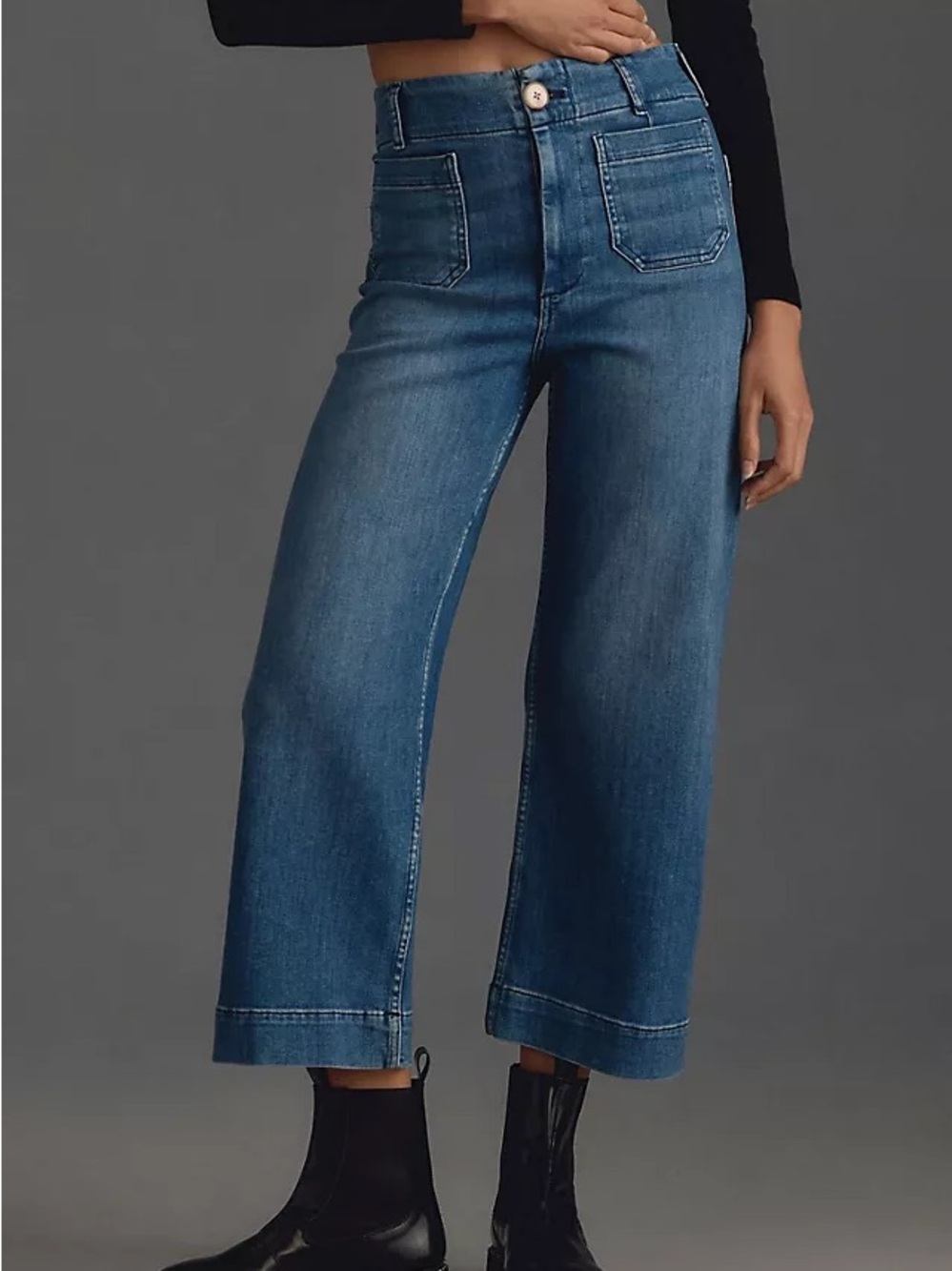 Maeve โThe Coletteโ Medium Blue Cropped Wide-Leg Jeans sz 28